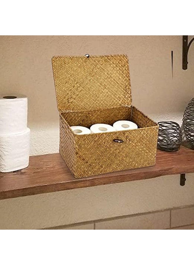 Eco-Friendly Wicker Storage Bins with Lid – Set of 3 Rectangular Rattan Baskets for Stylish Home Organization - Image 3