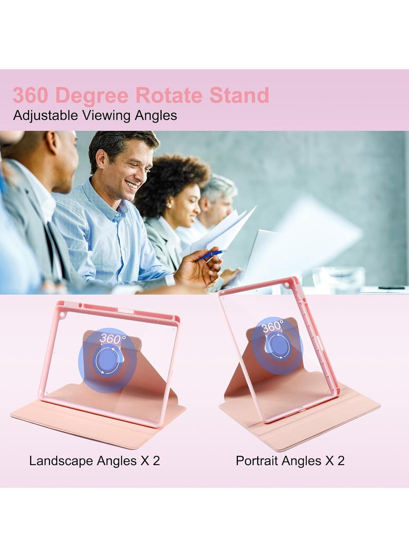 DUSALA Rotating Case for iPad 7th (10.2-Inch, 2019 Model,7th Generation) with Pencil Holder,360 Degree Rotation Protective Stand Slim Cover Clear Back, Auto Wake/Sleep (iPad 10.2) - Image 3