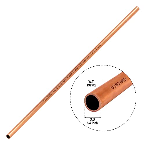 Visiaro Hard Pure Copper Tube, 1 ft, Outer Dia 1/4 inch, Wall Thickness 19 swg, 99.9% Purity, Industrial Metal, Seamless Pipe for Air Conditioning, Refrigeration, Plumbing Systems and DIY Projects - Image 3