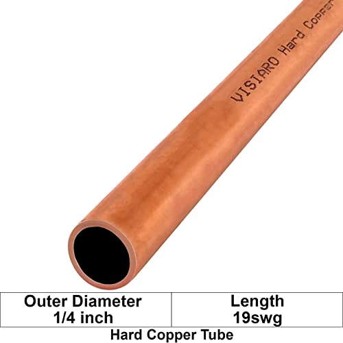 Visiaro Hard Pure Copper Tube, 1 ft, Outer Dia 1/4 inch, Wall Thickness 19 swg, 99.9% Purity, Industrial Metal, Seamless Pipe for Air Conditioning, Refrigeration, Plumbing Systems and DIY Projects - Image 2