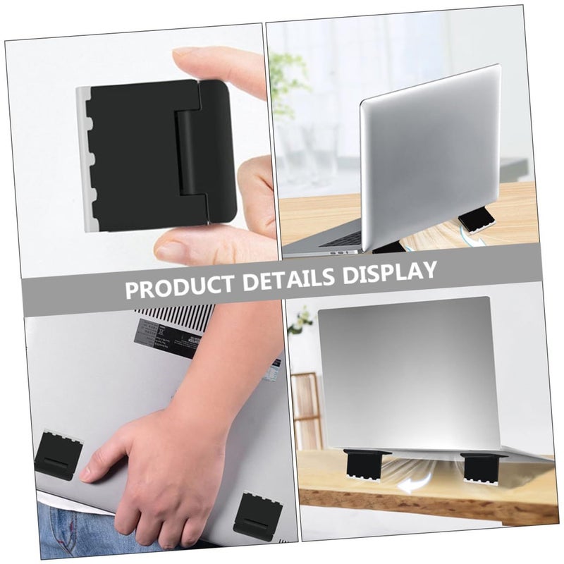 Portable Folding Laptop Stand with Anti Slip Feet for Ergonomic Cooling and Height Adjustment Black - Image 4