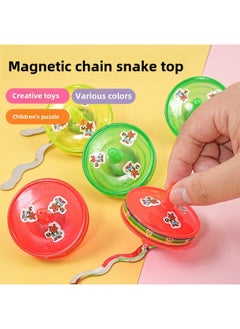 Generic Cartoon Chain Snake Top Parent-Child Interactive Children's Toy Kindergarten Gift Creative Push-Sweep Code Activity Gift-Color:Chain Snake Top  - Image 2