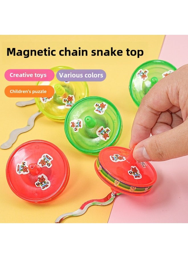 Cartoon Chain Snake Top Parent-Child Interactive Children's Toy Kindergarten Gift Creative Push-Sweep Code Activity Gift-Color:Chain Snake Top  - Image 2