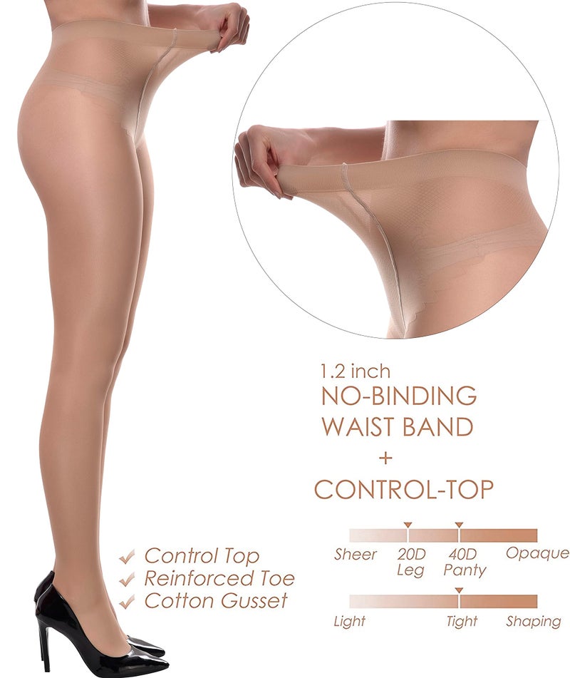 Xs and Os Women Pantyhose High Waist Stockings Tights (Free Size, 1.Nude) - Image 5