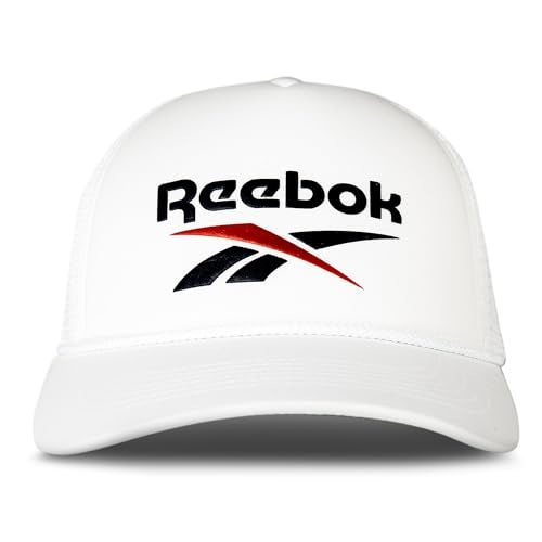 Reebok Deluxe Aero Trucker Hat | Snapback | Adjustable | Mesh Back | Retro | Baseball | Streetwear | Urban | Lifestyle - White - Image 1