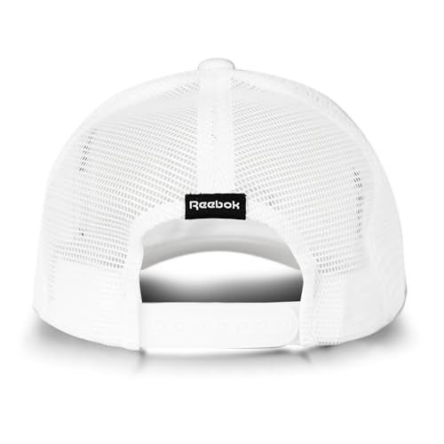 Reebok Deluxe Aero Trucker Hat | Snapback | Adjustable | Mesh Back | Retro | Baseball | Streetwear | Urban | Lifestyle - White - Image 3