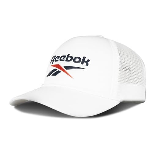Reebok Deluxe Aero Trucker Hat | Snapback | Adjustable | Mesh Back | Retro | Baseball | Streetwear | Urban | Lifestyle - White - Image 4