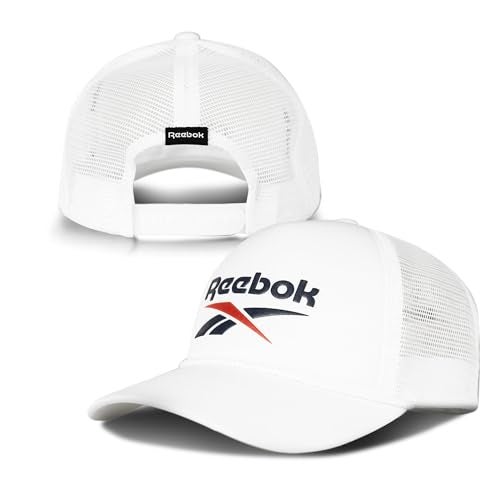 Reebok Deluxe Aero Trucker Hat | Snapback | Adjustable | Mesh Back | Retro | Baseball | Streetwear | Urban | Lifestyle - White - Image 5