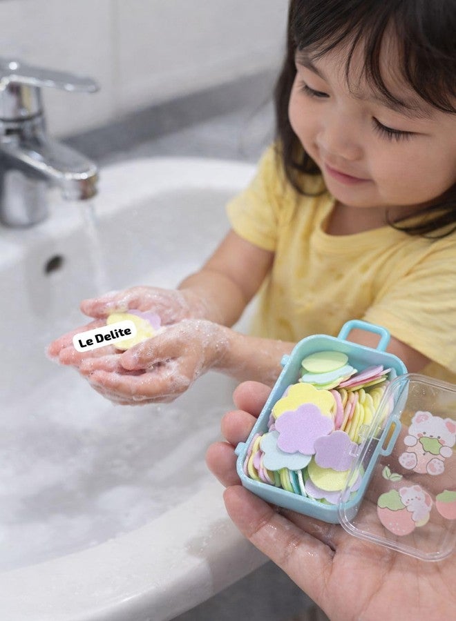 Glitreeprops Mini Travel Paper Soap Sheets for Hand Wash | Portable Suitcase Soap Box with Flower Soap Flakes | Pocket Size Hand Wash Soap for Kids Travel School Outdoor Hygiene | Cute Party Return Gift (Pack of 20) - Image 4