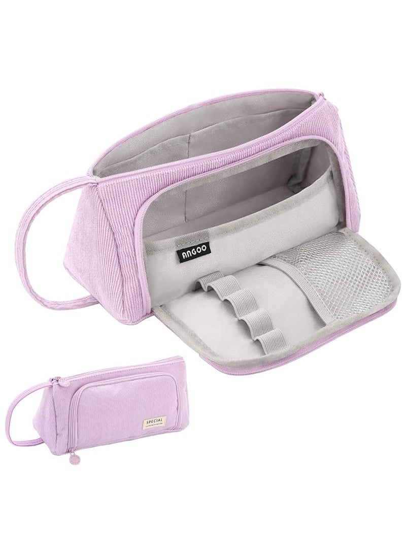 ANGOO Large Pencil Case for Girls and Teenagers – Aesthetic Purple Pencil Pouch for Middle School, High School, College & Office Supplies, Simple and Stylish Organizer - Image 1