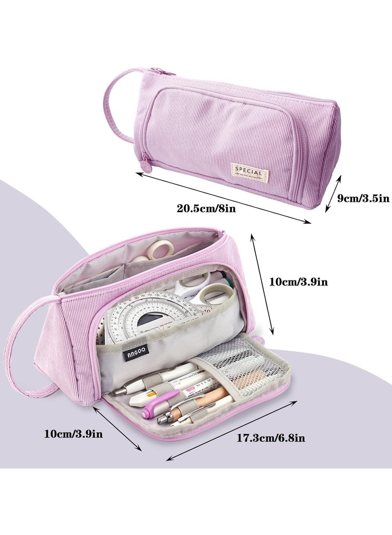 ANGOO Large Pencil Case for Girls and Teenagers – Aesthetic Purple Pencil Pouch for Middle School, High School, College & Office Supplies, Simple and Stylish Organizer - Image 3
