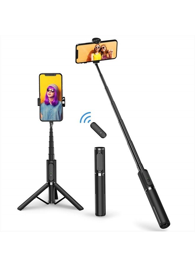 ATUMTEK Bluetooth Selfie Stick Tripod, Extendable 3 in 1 Aluminum Selfie Stick with Wireless Remote and Tripod Stand 270 Rotation for iPhone 13/12/11 Pro/XS Max/XS/XR/X, Samsung and Smartphone Black  - Image 1