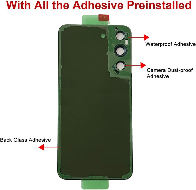 Perzework Rear Back Glass Replacement for Samsung Galaxy S22 6.1 inches 5G with Reparing Toolkit and Pre-Installed Adhesive (Phantom Black) - Image 3