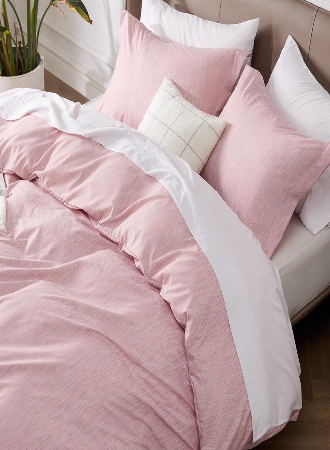 Bedsure Duvet Cover Queen Size - Soft Cationic Dyed Duvet Cover Set for Kids with Zipper Closure, 3 Pieces Bedding Set(Pink, 90"x90") - Image 3