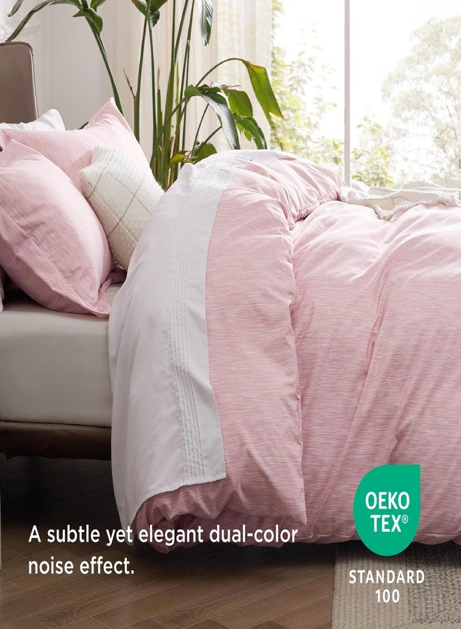 Bedsure Duvet Cover Queen Size - Soft Cationic Dyed Duvet Cover Set for Kids with Zipper Closure, 3 Pieces Bedding Set(Pink, 90"x90") - Image 5
