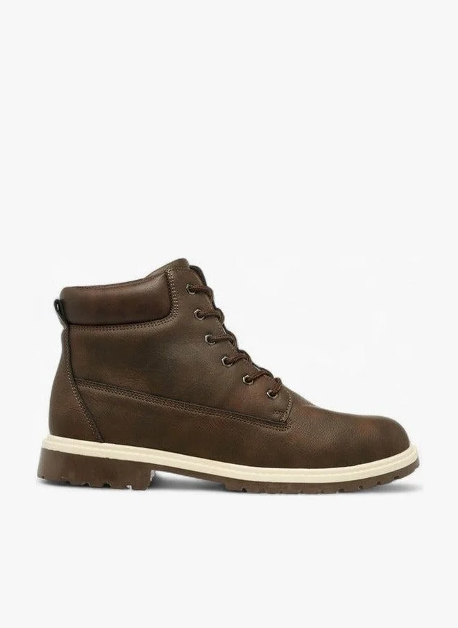 Solid Lace-Up Ankle Boots