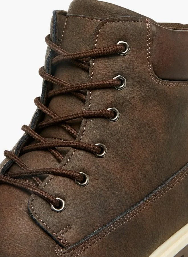 LBL by Shoexpress BROWN Solid Lace-Up Ankle Boots  | Best Price UAE