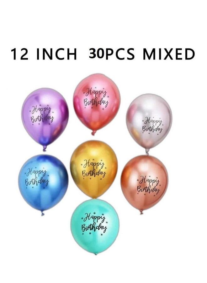 هونج كونج بالونز بالونات HK Balloons مطبوعة بعبارة عيد ميلاد سعيد، مصنوعة من الكروم المعدني، لتزيين أعياد الميلاد - عبوة من 30 بالونة  - Image 5