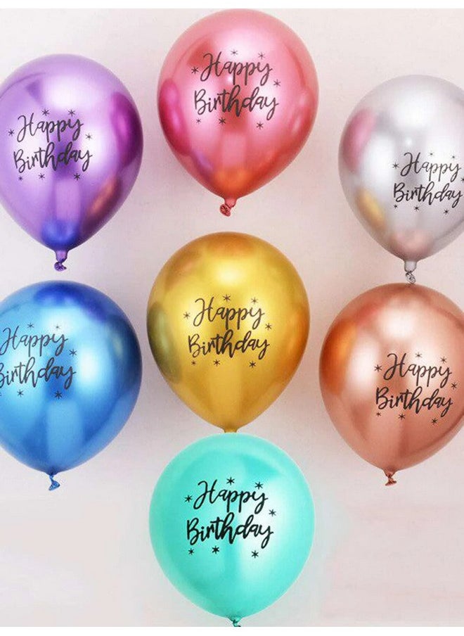 هونج كونج بالونز بالونات HK Balloons مطبوعة بعبارة عيد ميلاد سعيد، مصنوعة من الكروم المعدني، لتزيين أعياد الميلاد - عبوة من 30 بالونة  - Image 2
