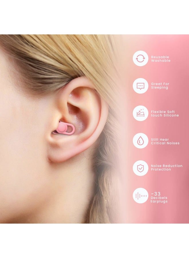 OEDOC Quiet Noise Reduction Earplugs - Reusable Hearing Protection in Flexible Silicone for Sleep (Pink) - Image 4