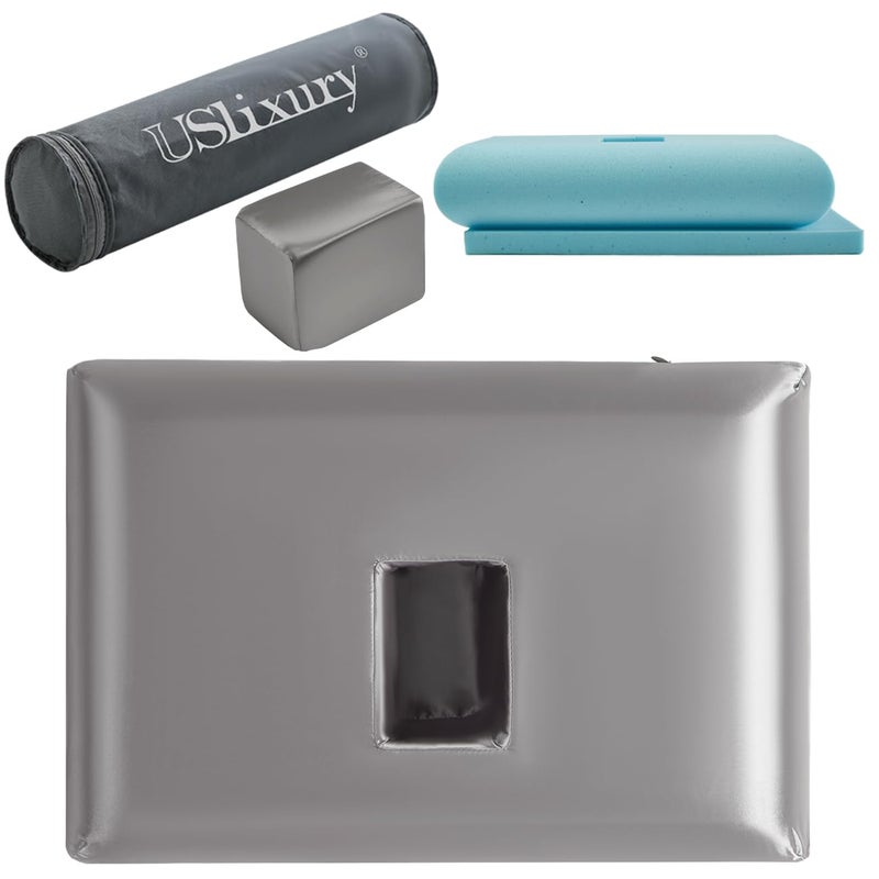 Uslixury Piercing Pillow - Ear Piercing Pillow With Foam Plug  18X12 Large Donut Plilow With 4.7X3.2 Off Center Ear Hole  Adjustable Peircing Plilow For Side Sleeper  Certipur-Us Memory Foam  Grey - Image 1