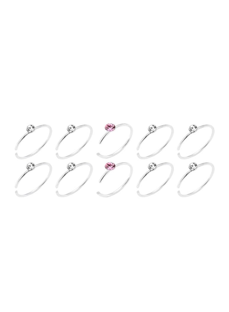 maya accessories nose ring piercings surgical stainless steel 5 peices (mixed random colors) - Image 2