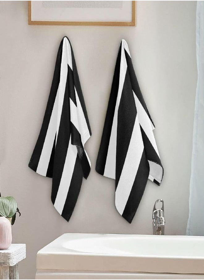 Giwawa - Black and White Hand Towels - Classic Black and White Striped Towels Modern Simple Bath Towels Absorbent Microfiber Fingertip Towels for Bathroom Kitchen Gym 14 x 28 Inch, Set of 2 - Image 1