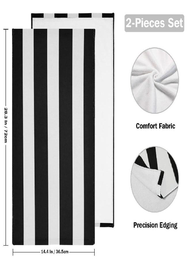 Giwawa - Black and White Hand Towels - Classic Black and White Striped Towels Modern Simple Bath Towels Absorbent Microfiber Fingertip Towels for Bathroom Kitchen Gym 14 x 28 Inch, Set of 2 - Image 1