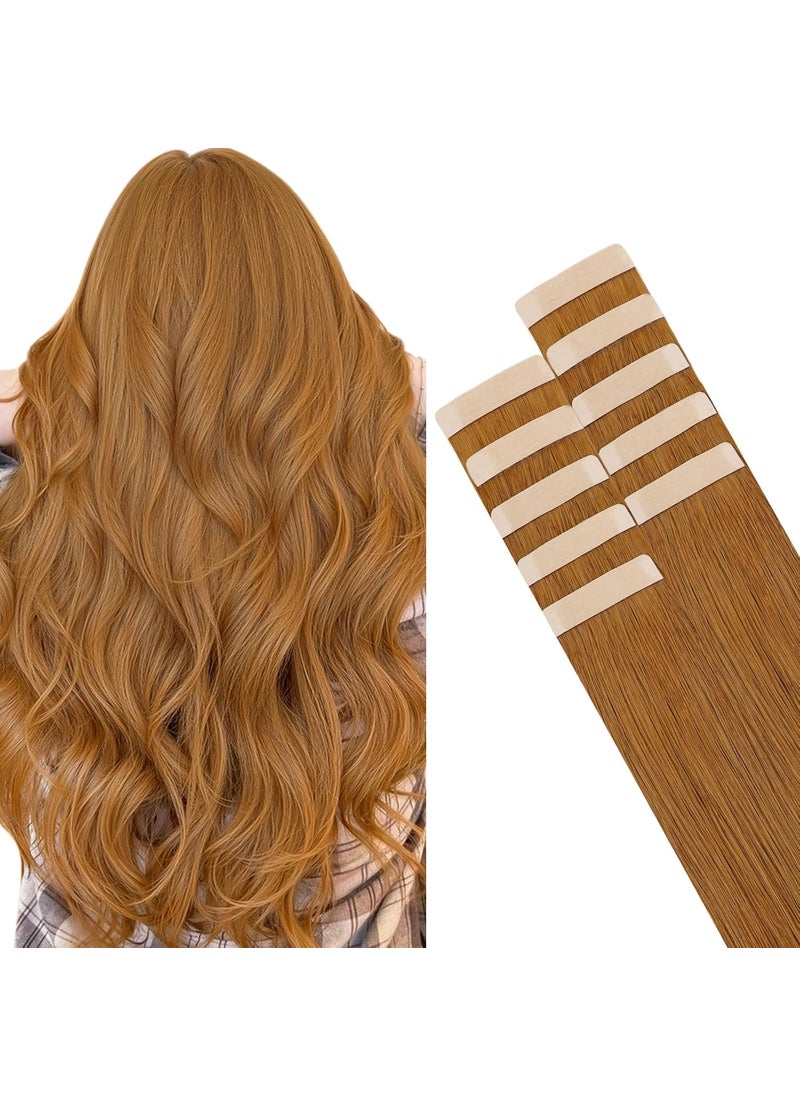 hotbanana - HOTBANANA Tape in Hair Extensions 14 Inch 10pcs 25g Auburn Ginger Tape in Hair Extensions Human Hair Tape Hair Extensions Straight Remy Human Hair Tape in Extensions - Image 1