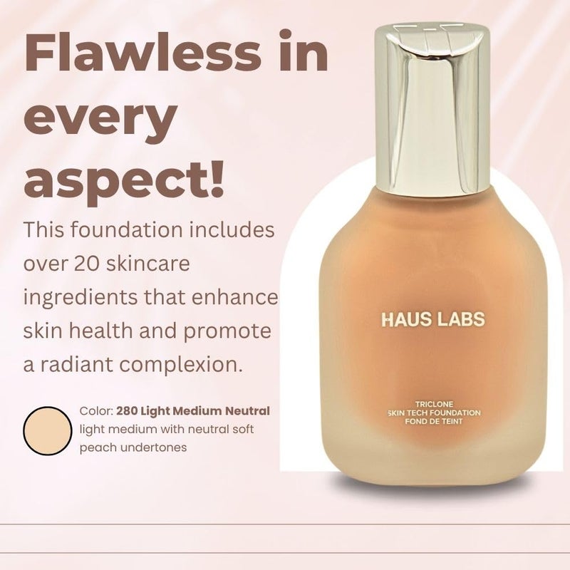 Haus Laboratories Haus Labs Triclone Skin Tech Foundation - 280 Light Medium Neutral - Image 4