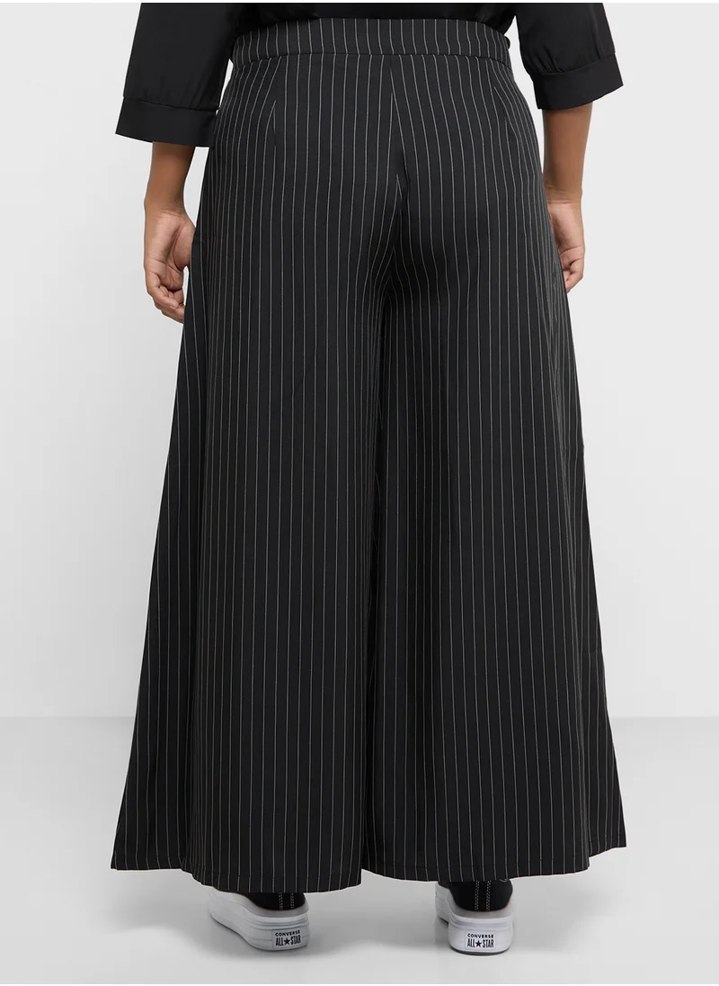 Ginger Plus Pinstripe Wide Leg Tailored Pants