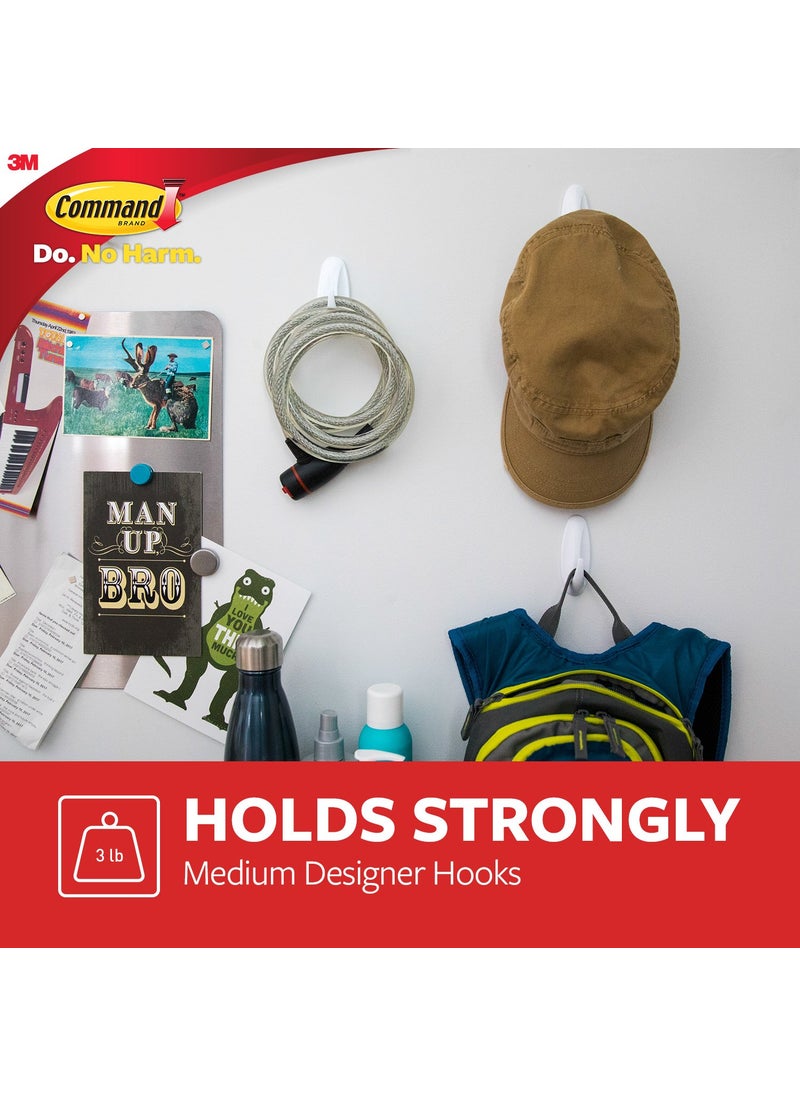 Command Command Plastic Medium Designer Wall Hooks Upto 13Kg Heavy Duty Hold Strongly Reusable Adhesive  - Image 3