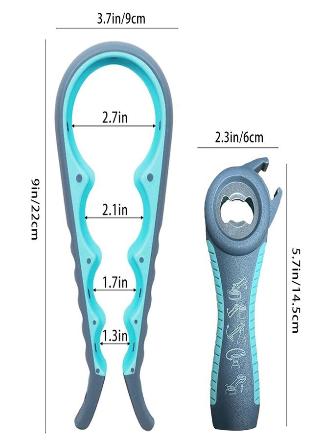 GZLT Jar Opener for Seniors with Arthritis,Jar Opener for Weak Hands,5-in-1 Bottle Opener,4-in-1 Can Opener (A-Blue) - Image 2