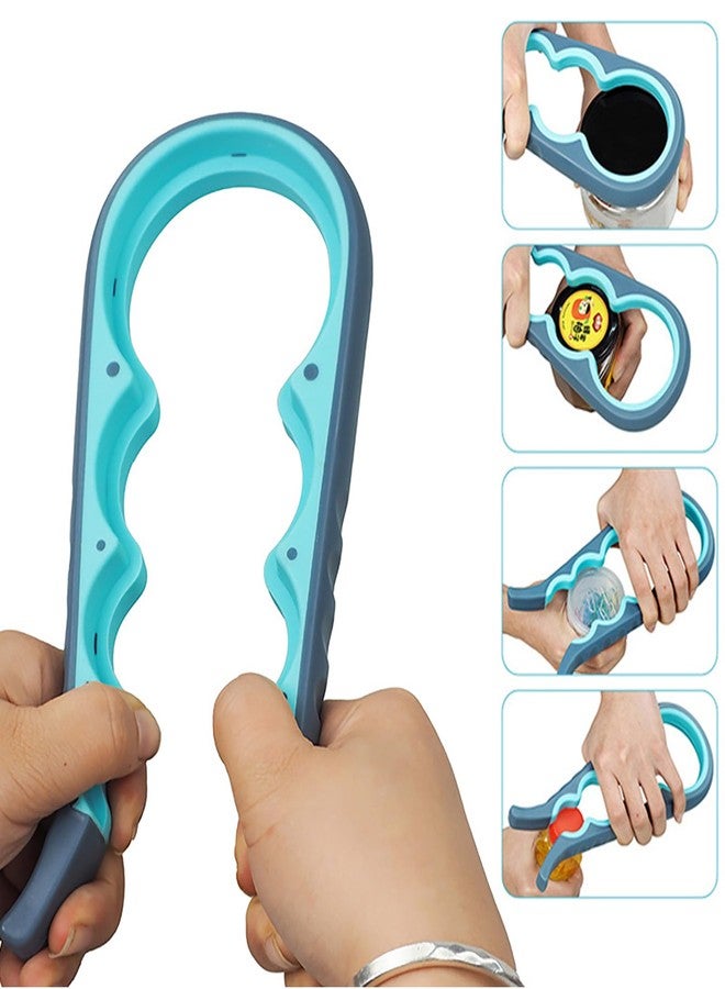 GZLT Jar Opener for Seniors with Arthritis,Jar Opener for Weak Hands,5-in-1 Bottle Opener,4-in-1 Can Opener (A-Blue) - Image 3