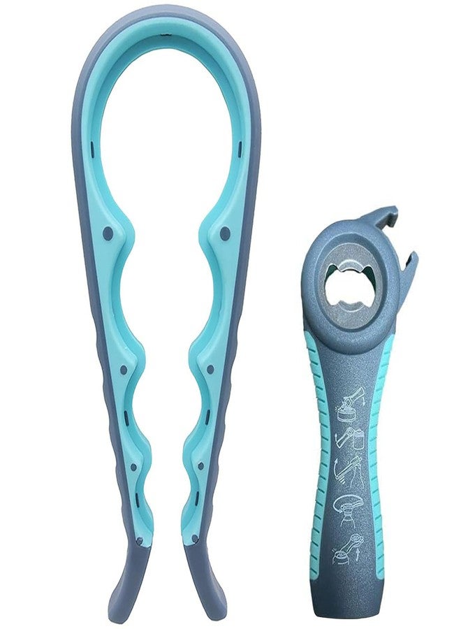 GZLT Jar Opener for Seniors with Arthritis,Jar Opener for Weak Hands,5-in-1 Bottle Opener,4-in-1 Can Opener (A-Blue) - Image 1