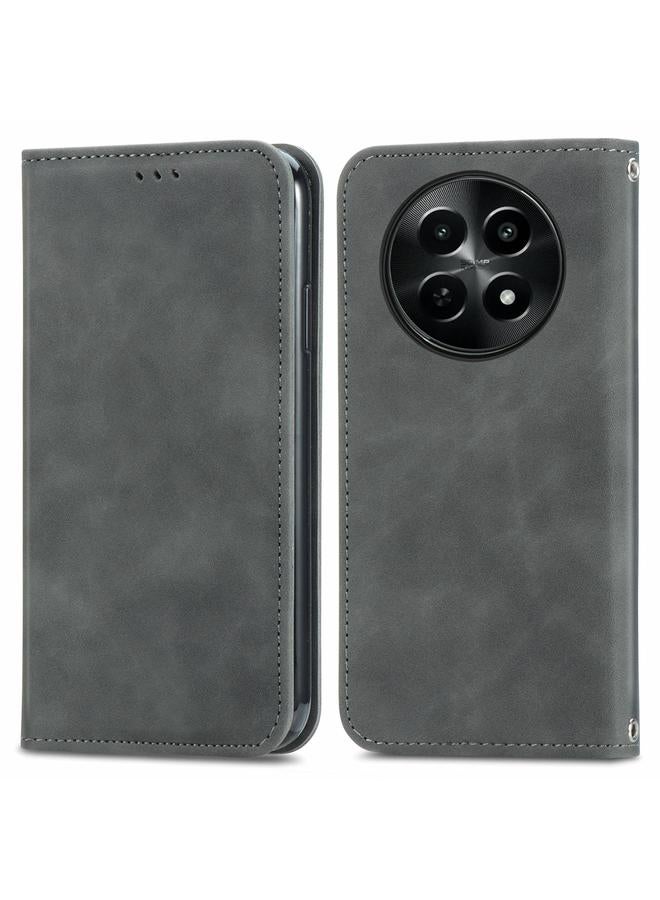 erorex Case For Realme 12 Retro Skin Feel Magnetic Flip Leather Phone Case - Image 1