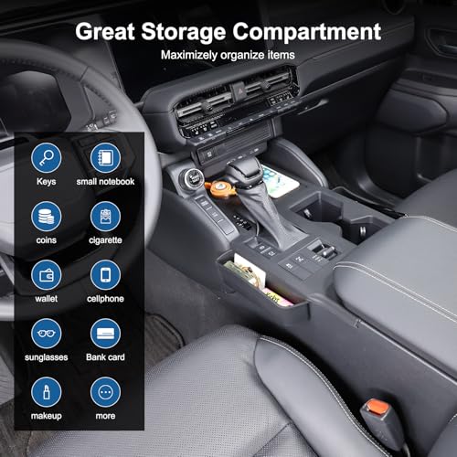 LLKUANG حصيرة واقية لواجهة التحكم في السيارة LLKUANG متوافقة مع تويوتا لاند كروزر برادو 250 J250 LC250 2024 2025، وسادة مركزية لكوب الماء من السيليكون مع صندوق تخزين ملحقات (أسود) - Image 4