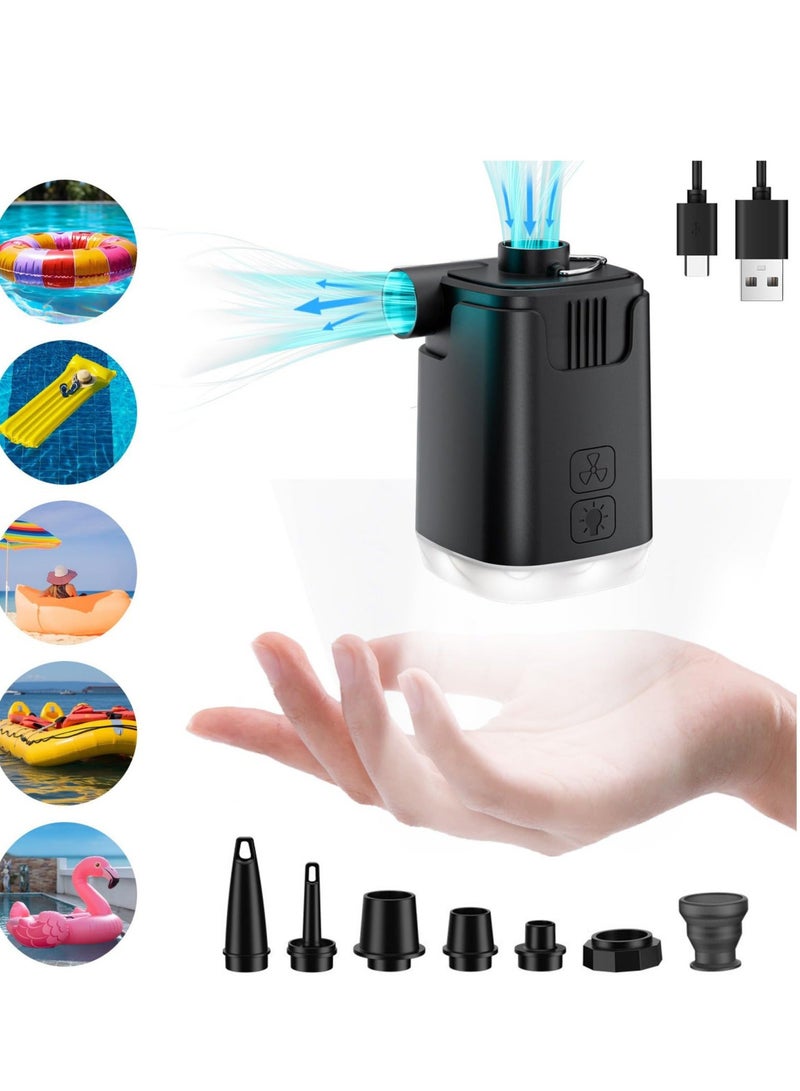 Captaintech Air Pump Portable for Inflatables 4000mAh Mini Air Mattress Pump LED Light USB Rechargeable Travel Electric Air Pump for Camping Pads Pool Floats Swimming Rings Vacuum Bags Travel - Image 1