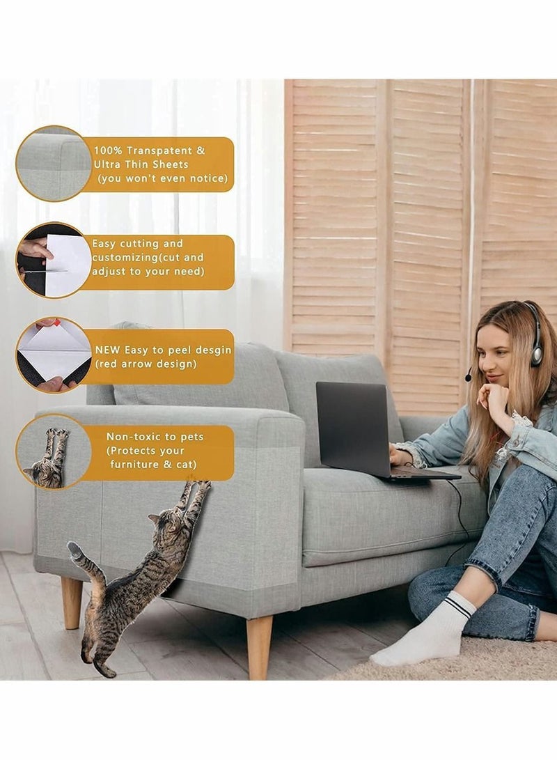 Double Sided Scratch Furniture Protectors from Cats, Anti Cat Scratching Deterrent Tape, Couch Protector, Protection Tapes for Pet, Clear Training Stops Scratching, 4 Pack - Image 3