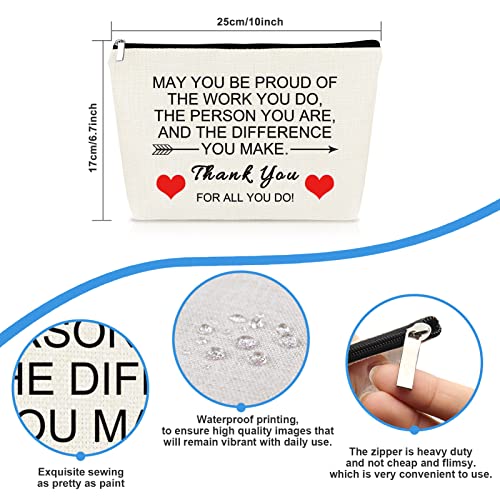 Mikela Thank You Gifts for Women Appreciation Gift Makeup Bag Thank You Gift for Employee Volunteer Nurse Teacher Coworker Friend Inspirational Encouragement Gifts Thanksgiving Cosmetic Bag Toiletry Pouch - Image 2