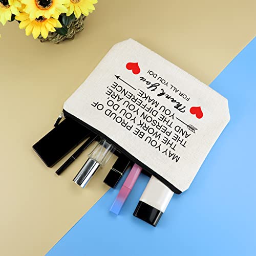 Mikela Thank You Gifts for Women Appreciation Gift Makeup Bag Thank You Gift for Employee Volunteer Nurse Teacher Coworker Friend Inspirational Encouragement Gifts Thanksgiving Cosmetic Bag Toiletry Pouch - Image 4