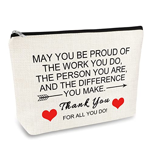 Mikela Thank You Gifts for Women Appreciation Gift Makeup Bag Thank You Gift for Employee Volunteer Nurse Teacher Coworker Friend Inspirational Encouragement Gifts Thanksgiving Cosmetic Bag Toiletry Pouch - Image 1