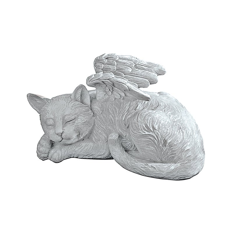 Design Toscano QL6080 Cat Angel Pet Memorial Grave Marker Tribute Statue, 10 Inches Wide, 5 Inches Deep, 5 Inches High, Antique Stone Finish - Image 1