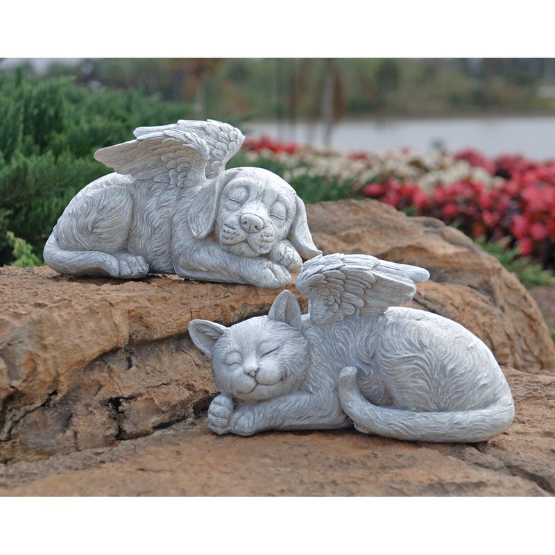 Design Toscano QL6080 Cat Angel Pet Memorial Grave Marker Tribute Statue, 10 Inches Wide, 5 Inches Deep, 5 Inches High, Antique Stone Finish - Image 4