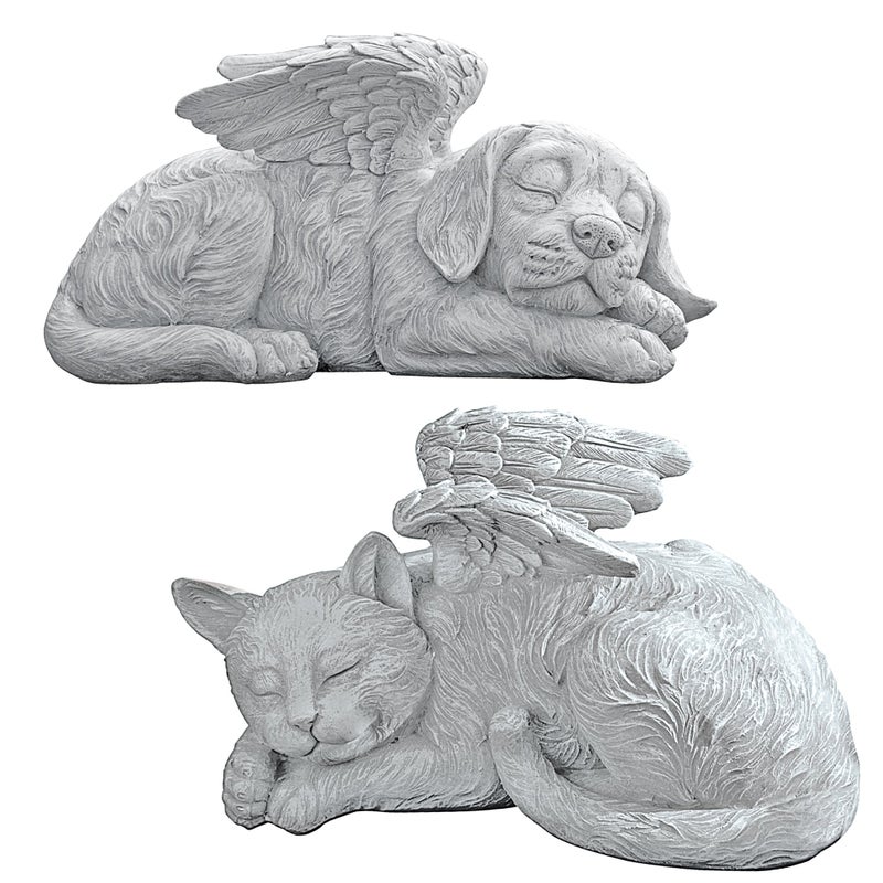 Design Toscano QL6080 Cat Angel Pet Memorial Grave Marker Tribute Statue, 10 Inches Wide, 5 Inches Deep, 5 Inches High, Antique Stone Finish - Image 2