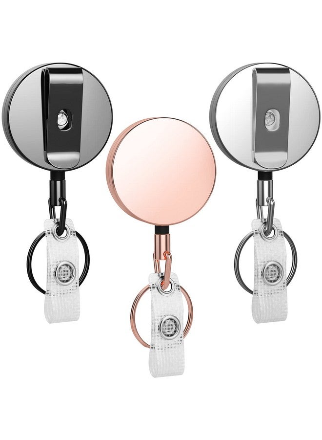 selizo Heavy Duty Badge Reels Retractable Badge Holder, Selizo Metal Retractable Keychain Badge Reel Id Badge Holder Retractable With Belt Clip Key Ring For Key Name Card Holder - Image 1