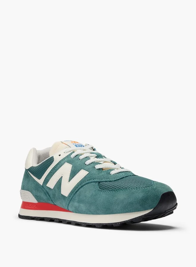 نيو بالانس Men's Logo Detail Sneakers with Lace-Up Closure - 574