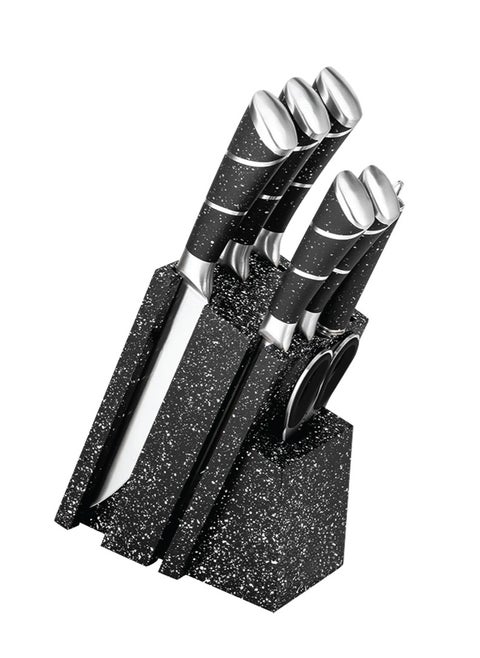 8 Pieces Knife Set with Wooden Block, Sharp High Carbon Stainless Steel Knife Set for Kitchen Cutting, Slicing, Chopping and More