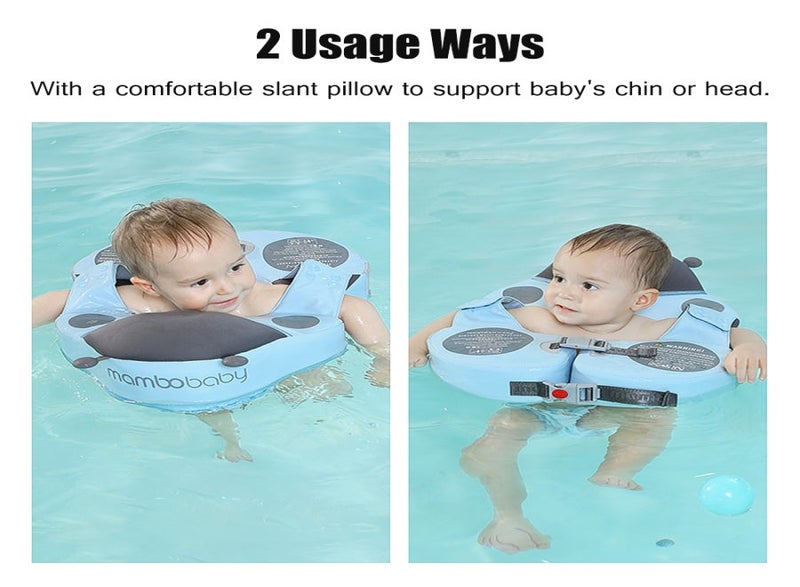 Cute Baby Swim Float Non-inflatable Baby Swimming Float Soft Waterproof Skin-friendly Swim Trainer Float for 8-36 Months Baby Boys Girls Without Canopy | Blue - Image 5