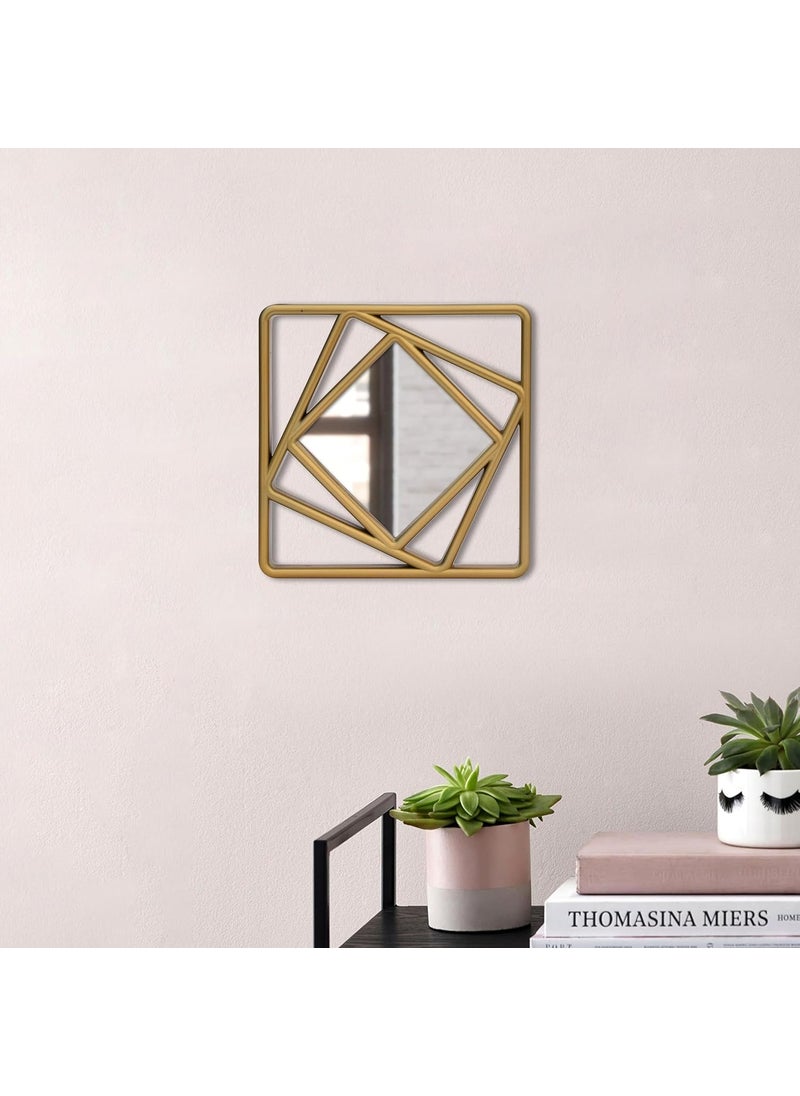 Art Street Art Street Golden Square Shape Decorative Wall Mirror for Home Decoration, Wall Decoration (Size - 10x10 inch)  - Image 1